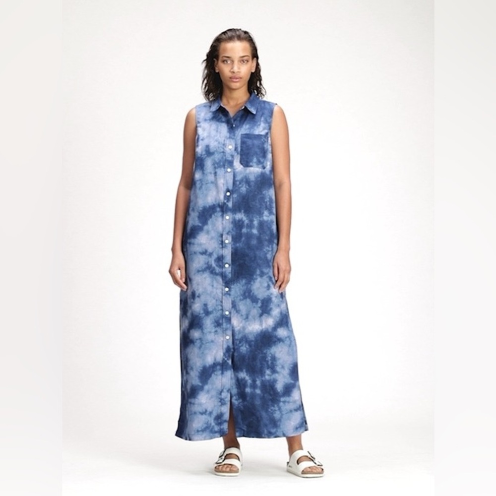 EUC GAP Tie Dye Linen Blend Button-Down Shirtdress